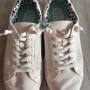 Hey Dude Cream Canvas Sneakers size women’s 7